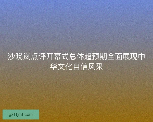 沙晓岚点评开幕式总体超预期全面展现中华文化自信风采